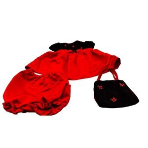 Youngland Baby Girl Red Black Velvet Rose Dress Bloomers Bow 18M Valentine dress